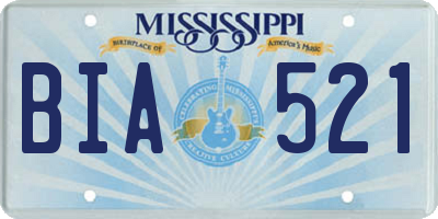 MS license plate BIA521