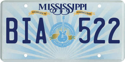 MS license plate BIA522
