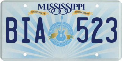 MS license plate BIA523