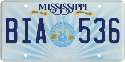 MS license plate BIA536