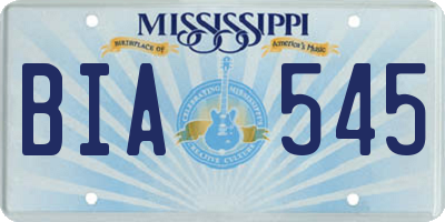 MS license plate BIA545
