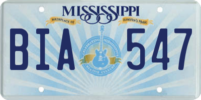 MS license plate BIA547