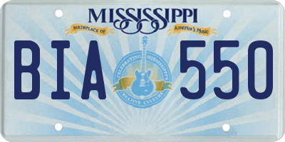 MS license plate BIA550