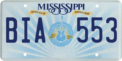 MS license plate BIA553