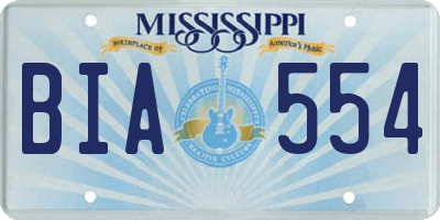 MS license plate BIA554