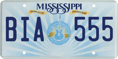 MS license plate BIA555