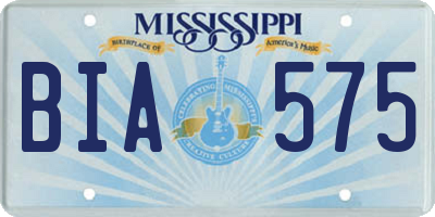 MS license plate BIA575