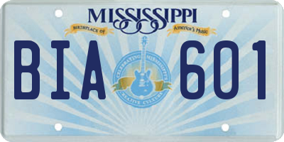 MS license plate BIA601
