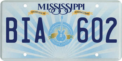 MS license plate BIA602