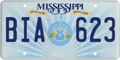 MS license plate BIA623