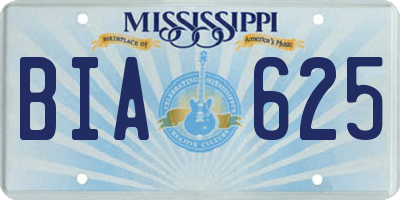 MS license plate BIA625