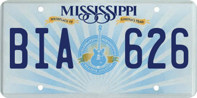 MS license plate BIA626