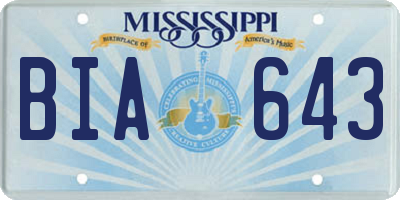 MS license plate BIA643