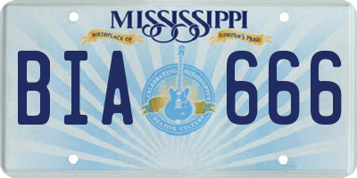 MS license plate BIA666