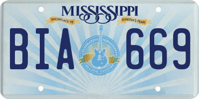 MS license plate BIA669
