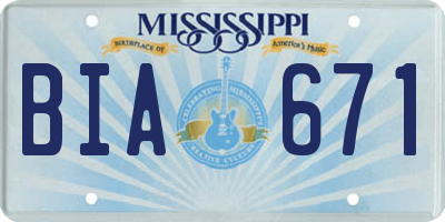 MS license plate BIA671