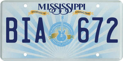 MS license plate BIA672
