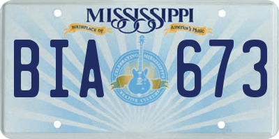 MS license plate BIA673