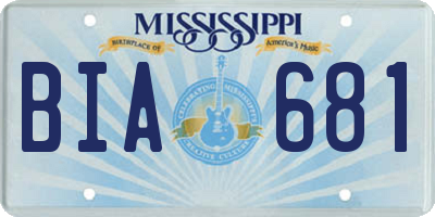 MS license plate BIA681