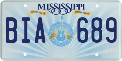 MS license plate BIA689