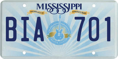 MS license plate BIA701
