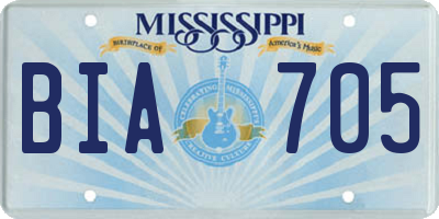 MS license plate BIA705