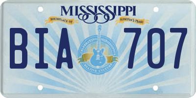 MS license plate BIA707