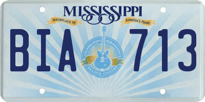 MS license plate BIA713