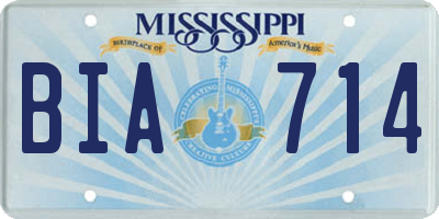 MS license plate BIA714
