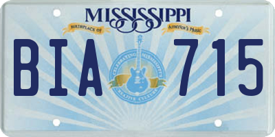 MS license plate BIA715