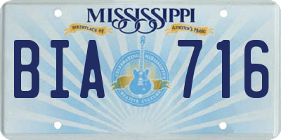 MS license plate BIA716