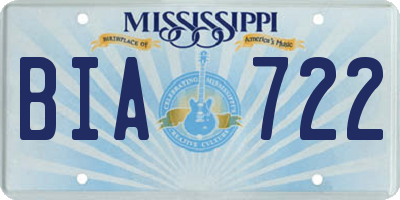 MS license plate BIA722