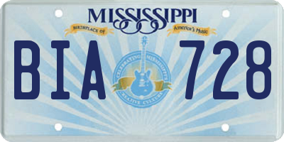 MS license plate BIA728