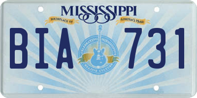 MS license plate BIA731
