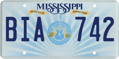 MS license plate BIA742