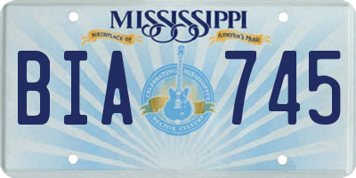MS license plate BIA745