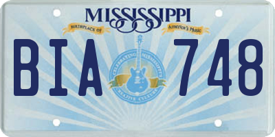 MS license plate BIA748