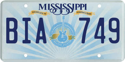 MS license plate BIA749