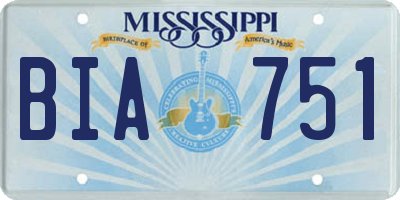 MS license plate BIA751