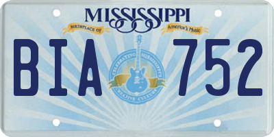 MS license plate BIA752