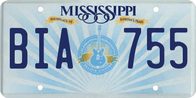 MS license plate BIA755