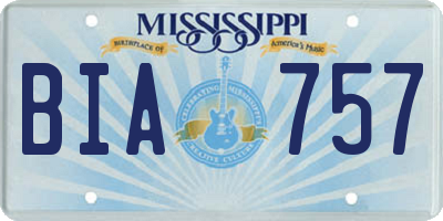 MS license plate BIA757