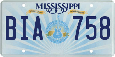 MS license plate BIA758