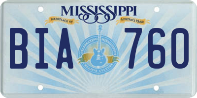 MS license plate BIA760