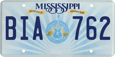 MS license plate BIA762