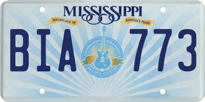 MS license plate BIA773