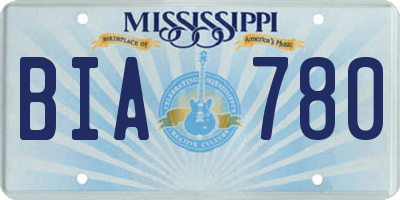 MS license plate BIA780