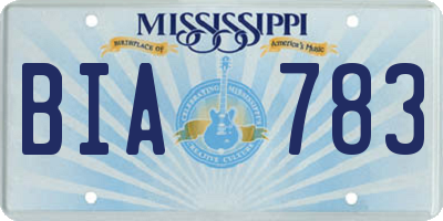 MS license plate BIA783