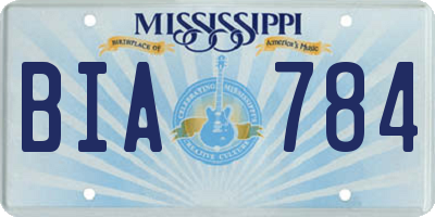 MS license plate BIA784