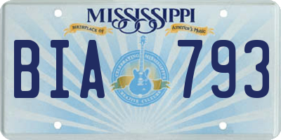 MS license plate BIA793